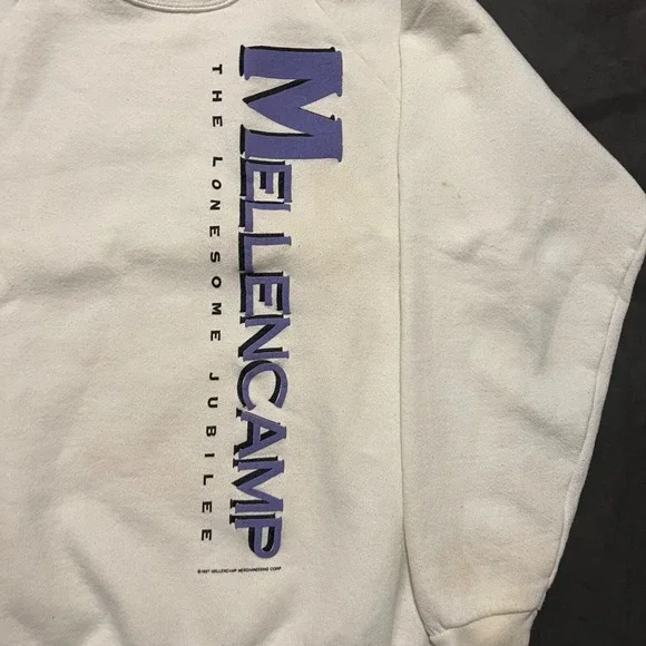 Vintage 1987 JOHN‎ MELLENCAMP The Lonesome Jubilee Size Large White Sweatshirt - Picture 4 of 16